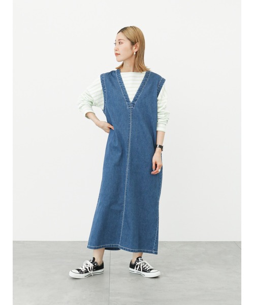 Samansa Mos2 blue（サマンサモスモスブルー）の「ボーダーロンT（Tシャツ/カットソー・レディース・グリーン/オフホワイト/ピンク/イエロー/サックスブルー・ﾌﾘ-）」の20枚目の写真