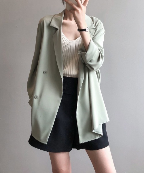 B.I.D.（ビーアイディー）の「【Bz】【LAnGe】 シャツテーラードジャケット（シャツ/ブラウス・レディース・ブルー/グリーン/ブラック・MEDIUM/SMALL/LARGE）」の3枚目の写真