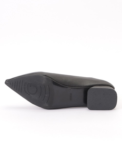 レザー調レイヤードローヒールパンプス（パンプス）｜Lace