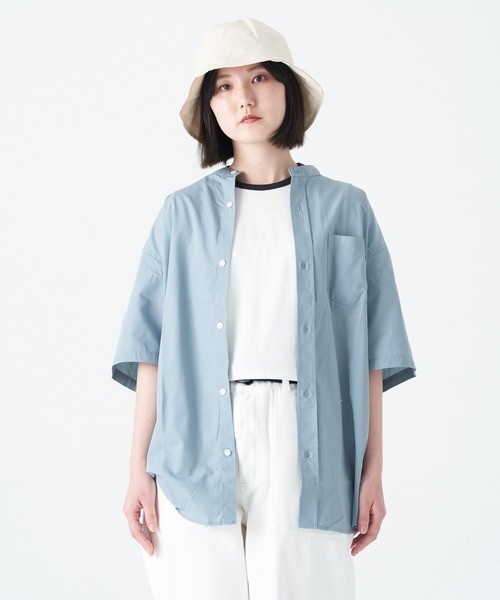 CORISCO(コリスコ)の「ブロード半袖バンドカラーシャツ(M1)(シャツ/ブラウス・メンズ・ベージュ/その他1/その他2/その他3/ブルー系その他/ホワイト/ブラック/チャコールグレー・MEDIUM/LARGE/X-LARGE)」の6枚目の写真