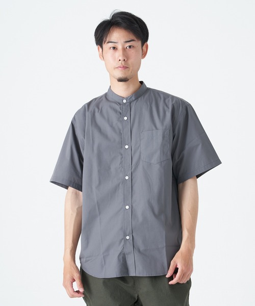 CORISCO(コリスコ)の「ブロード半袖バンドカラーシャツ(M1)(シャツ/ブラウス・メンズ・ベージュ/その他1/その他2/その他3/ブルー系その他/ホワイト/ブラック/チャコールグレー・MEDIUM/LARGE/X-LARGE)」の4枚目の写真