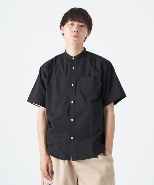 CORISCO(コリスコ)の「ブロード半袖バンドカラーシャツ(M1)(シャツ/ブラウス・メンズ・ベージュ/その他1/その他2/その他3/ブルー系その他/ホワイト/ブラック/チャコールグレー・MEDIUM/LARGE/X-LARGE)」の3枚目の写真