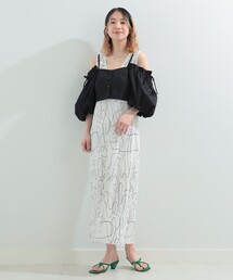 Ray BEAMS | Ray BEAMS / ライン プリント プリーツ ワンピース(ワンピース)