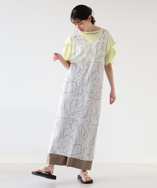 Ray BEAMS（レイビームス）の「Ray BEAMS / ライン プリント プリーツ ワンピース（ワンピース・レディース・ホワイト/ラベンダー・ONE SIZE）」の9枚目の写真