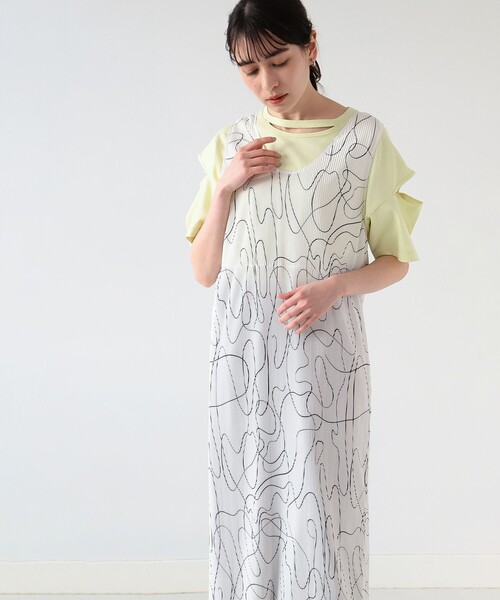 Ray BEAMS（レイビームス）の「Ray BEAMS / ライン プリント プリーツ ワンピース（ワンピース・レディース・ホワイト/ラベンダー・ONE SIZE）」の16枚目の写真