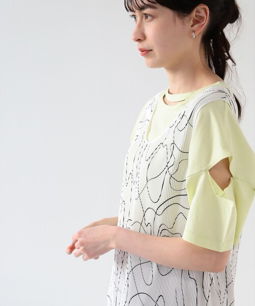 Ray BEAMS（レイビームス）の「Ray BEAMS / ライン プリント プリーツ ワンピース（ワンピース・レディース・ホワイト/ラベンダー・ONE SIZE）」の14枚目の写真