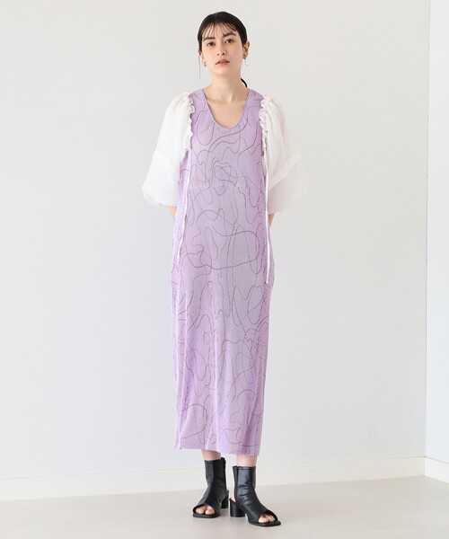 Ray BEAMS（レイビームス）の「Ray BEAMS / ライン プリント プリーツ ワンピース（ワンピース・レディース・ホワイト/ラベンダー・ONE SIZE）」の21枚目の写真