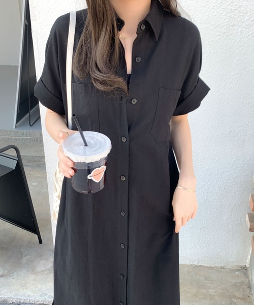 ABITOKYO(アビトーキョー)の「オーバーサイズリラックスシャツワンピース(ワンピース・レディース・ブラック/ライトグリーン/ベージュ/チャコールグレー・M/L)」の6枚目の写真