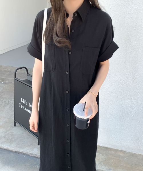 ABITOKYO(アビトーキョー)の「オーバーサイズリラックスシャツワンピース(ワンピース・レディース・ブラック/ライトグリーン/ベージュ/チャコールグレー・M/L)」の10枚目の写真