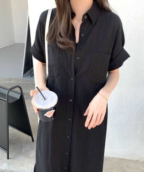 ABITOKYO(アビトーキョー)の「オーバーサイズリラックスシャツワンピース(ワンピース・レディース・ブラック/ライトグリーン/ベージュ/チャコールグレー・M/L)」の11枚目の写真
