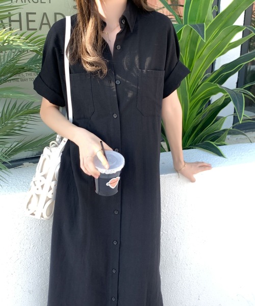 ABITOKYO(アビトーキョー)の「オーバーサイズリラックスシャツワンピース(ワンピース・レディース・ブラック/ライトグリーン/ベージュ/チャコールグレー・M/L)」の12枚目の写真