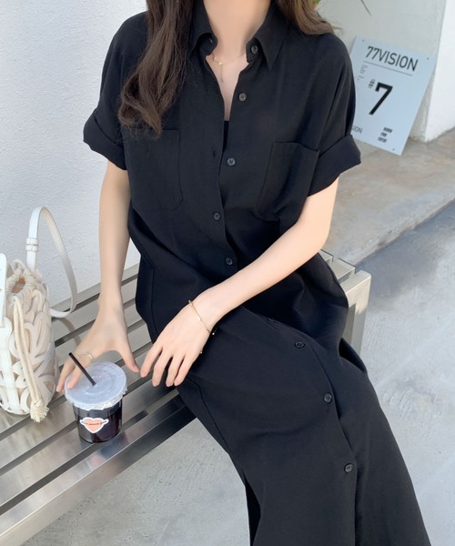 ABITOKYO(アビトーキョー)の「オーバーサイズリラックスシャツワンピース(ワンピース・レディース・ブラック/ライトグリーン/ベージュ/チャコールグレー・M/L)」の16枚目の写真