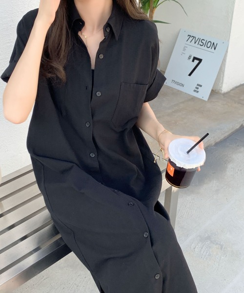 ABITOKYO(アビトーキョー)の「オーバーサイズリラックスシャツワンピース(ワンピース・レディース・ブラック/ライトグリーン/ベージュ/チャコールグレー・M/L)」の17枚目の写真