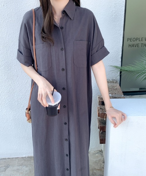 ABITOKYO(アビトーキョー)の「オーバーサイズリラックスシャツワンピース(ワンピース・レディース・ブラック/ライトグリーン/ベージュ/チャコールグレー・M/L)」の18枚目の写真