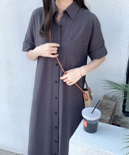 ABITOKYO(アビトーキョー)の「オーバーサイズリラックスシャツワンピース(ワンピース・レディース・ブラック/ライトグリーン/ベージュ/チャコールグレー・M/L)」の19枚目の写真