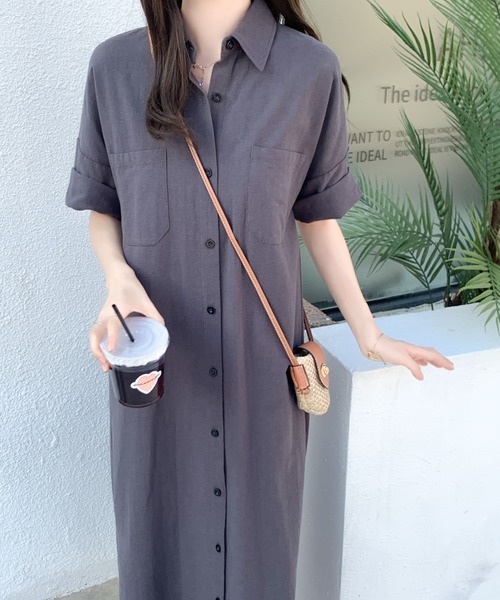 ABITOKYO(アビトーキョー)の「オーバーサイズリラックスシャツワンピース(ワンピース・レディース・ブラック/ライトグリーン/ベージュ/チャコールグレー・M/L)」の20枚目の写真
