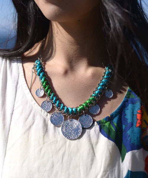 チャイハネ（チャイハネ）の「【チャイハネ】ビービアコインネックレス（ネックレス・レディース・ピンク/ブルー・FREE）」の2枚目の写真