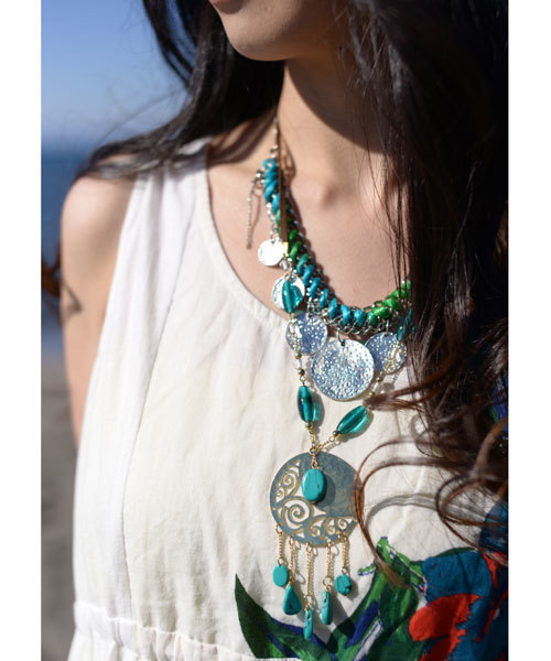 チャイハネ（チャイハネ）の「【チャイハネ】ビービアコインネックレス（ネックレス・レディース・ピンク/ブルー・FREE）」の4枚目の写真