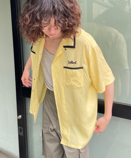 CIAOPANIC（チャオパニック）の「レーヨンボーリングオープンカラーシャツ（シャツ/ブラウス・レディース・カーキ/イエロー/ピンク・MEDIUM/LARGE）」の9枚目の写真
