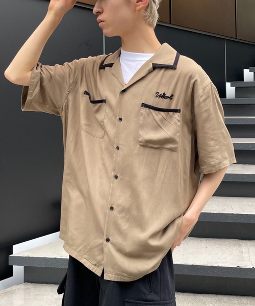 CIAOPANIC（チャオパニック）の「レーヨンボーリングオープンカラーシャツ（シャツ/ブラウス・レディース・カーキ/イエロー/ピンク・MEDIUM/LARGE）」の6枚目の写真