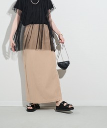 コットンエンボスロングタイトスカート