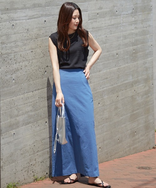 Shelly island（シェリーアイランド）の「コットンエンボスロングタイトスカート（スカート・レディース・ブラック/ブルー/ベージュ・M）」の18枚目の写真