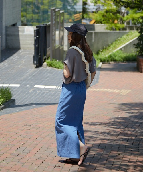 Shelly island（シェリーアイランド）の「コットンエンボスロングタイトスカート（スカート・レディース・ブラック/ブルー/ベージュ・M）」の20枚目の写真