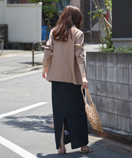 Shelly island（シェリーアイランド）の「コットンエンボスロングタイトスカート（スカート・レディース・ブラック/ブルー/ベージュ・M）」の10枚目の写真