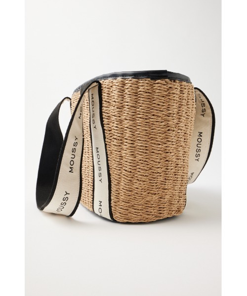 Moussy マウジー　lettering ribbon かご バケツ型バッグ MOUSSY（マウジー）の「LETTERING RIBBON BUCKET バッグ（かご