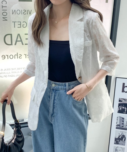 ABITOKYO(アビトーキョー)の「シアージャガードテーラージャケット(テーラードジャケット・レディース・ホワイト/ブラック・M/L)」の19枚目の写真