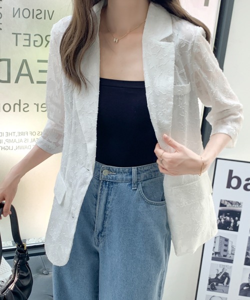 ABITOKYO(アビトーキョー)の「シアージャガードテーラージャケット(テーラードジャケット・レディース・ホワイト/ブラック・M/L)」の7枚目の写真