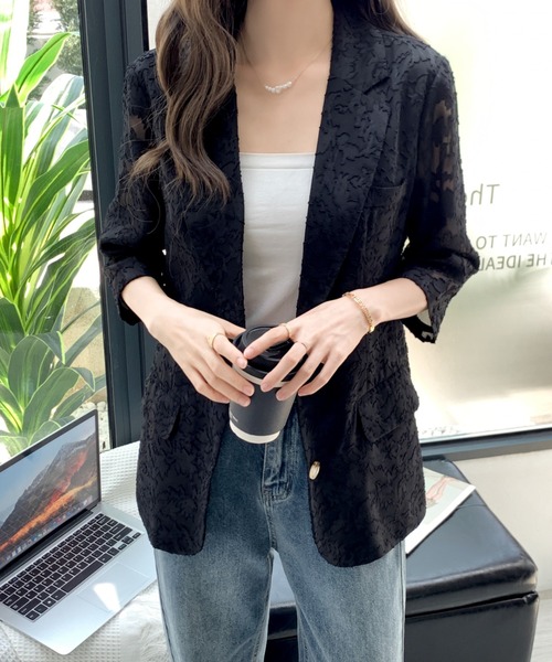 ABITOKYO(アビトーキョー)の「シアージャガードテーラージャケット(テーラードジャケット・レディース・ホワイト/ブラック・M/L)」の10枚目の写真