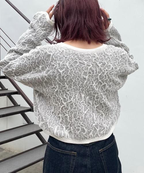 PAGEBOY(ページボーイ)の「3Dジャガードショートカーディガン(カーディガン/ボレロ・レディース・ブラック/ボルドー/オフホワイト・FREE)」の5枚目の写真