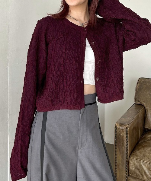 PAGEBOY(ページボーイ)の「3Dジャガードショートカーディガン(カーディガン/ボレロ・レディース・ブラック/ボルドー/オフホワイト・FREE)」の14枚目の写真