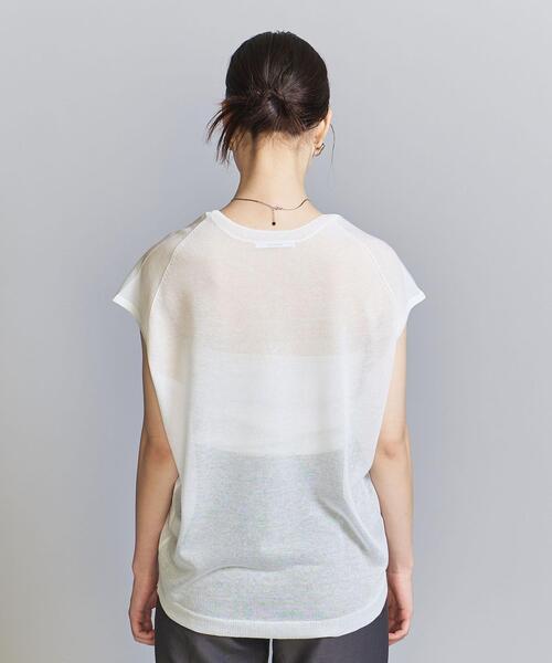 シアーニットフレンチスリーブトップス