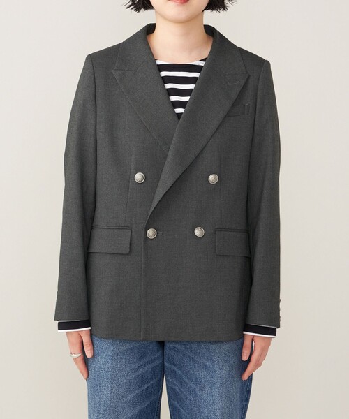 quaranciel:〈洗濯機可能〉ハンサム ダブルブレスト ブレザー