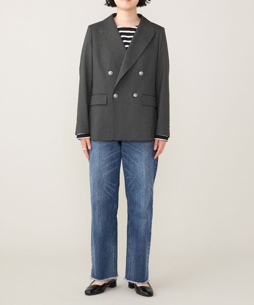 セール】quaranciel:〈洗濯機可能〉ハンサム ダブルブレスト ブレザー