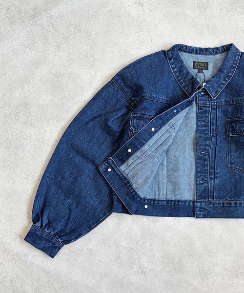 BIG FIELD（ビッグフィールド）の「ボリュームスリーブデニムジャケット/おとな（デニムジャケット・レディース・ネイビー・160cm）」の3枚目の写真