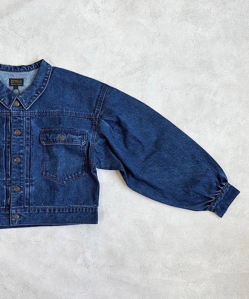 BIG FIELD（ビッグフィールド）の「ボリュームスリーブデニムジャケット/おとな（デニムジャケット・レディース・ネイビー・160cm）」の4枚目の写真