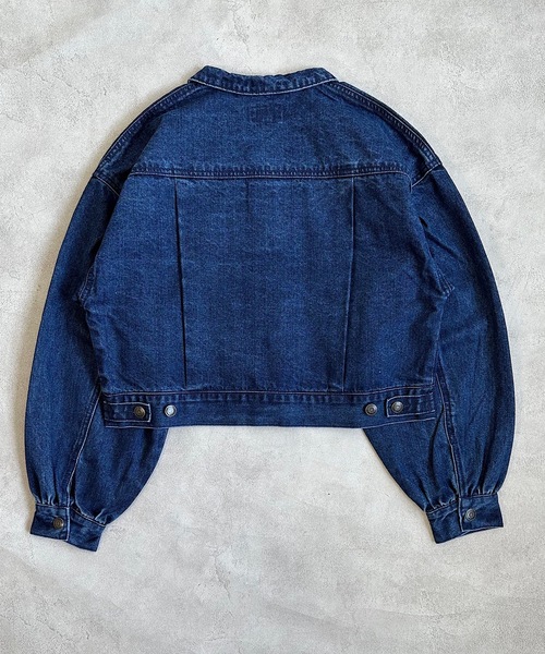 BIG FIELD（ビッグフィールド）の「ボリュームスリーブデニムジャケット/おとな（デニムジャケット・レディース・ネイビー・160cm）」の2枚目の写真