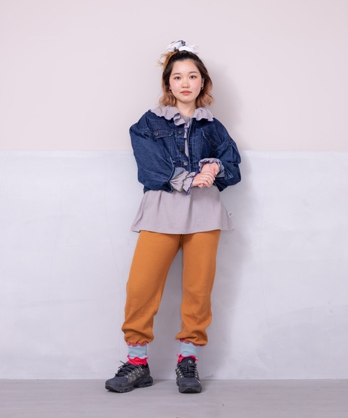 BIG FIELD（ビッグフィールド）の「ボリュームスリーブデニムジャケット/おとな（デニムジャケット・レディース・ネイビー・160cm）」の8枚目の写真