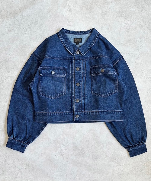BIG FIELD（ビッグフィールド）の「ボリュームスリーブデニムジャケット/おとな（デニムジャケット・レディース・ネイビー・160cm）」の5枚目の写真