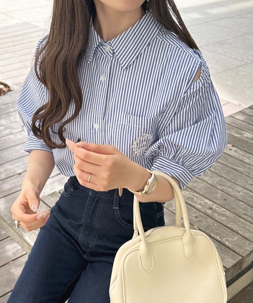 apres jour（アプレジュール）の「刺繍2WAYスリーブブラウス【ZOZOTOWN限定アイテム】（シャツ/ブラウス・レディース・オフホワイト/サックスブルー/ネイビー/ピンクベージュ/ピンク系その他・フリー/X-LARGE）」の7枚目の写真