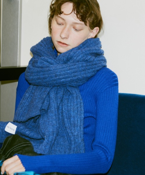 MONCLER マフラー　レディース　ネイビー　S リブニット MONCLER マフラー レディース ネイビー S リブニット