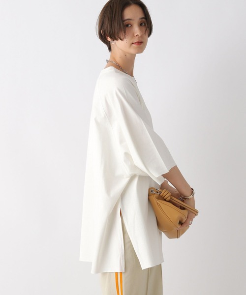 LEPSIM(レプシィム)の「ラグランスリットTシャツチュニック 971235(ワンピース・レディース・ブラック/カーキ/オフホワイト・FREE)」の2枚目の写真