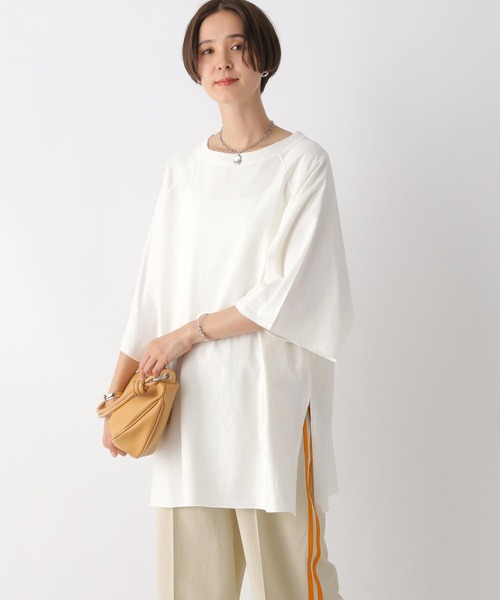 LEPSIM(レプシィム)の「ラグランスリットTシャツチュニック 971235(ワンピース・レディース・ブラック/カーキ/オフホワイト・FREE)」の4枚目の写真