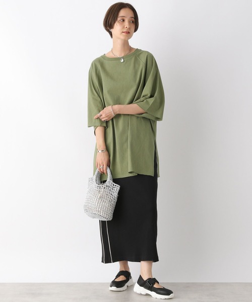 LEPSIM(レプシィム)の「ラグランスリットTシャツチュニック 971235(ワンピース・レディース・ブラック/カーキ/オフホワイト・FREE)」の10枚目の写真