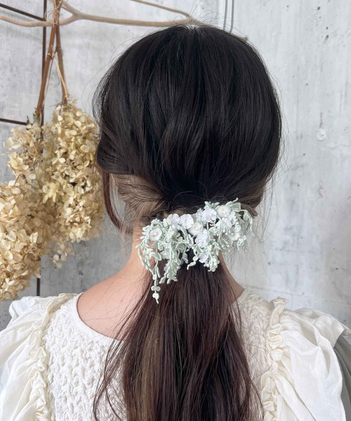 m.soeur（エムスール）の「かすみ草とつるレースのクリップ（バレッタ/ヘアクリップ・レディース・グリーン/ホワイト/グレー・FREE）」の12枚目の写真