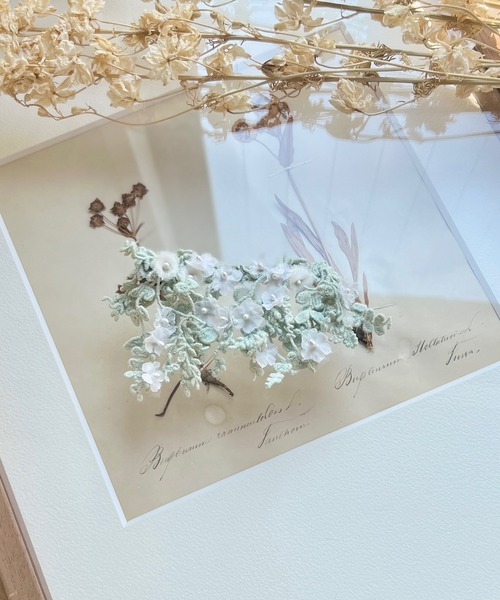 m.soeur（エムスール）の「かすみ草とつるレースのクリップ（バレッタ/ヘアクリップ・レディース・グリーン/ホワイト/グレー・FREE）」の5枚目の写真