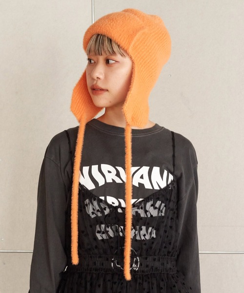 w closet(ダブルクローゼット)の「ニットキャップ(ニットキャップ/ビーニー・レディース・ブラック/ベージュ/オレンジ/アイボリー・FREE)」の4枚目の写真
